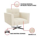 Ver imagem 3 de Poltrona Sala Decorativa Elisa Base Giratória Cromada Cotelê Ext/veludo D03 - D’Rossi