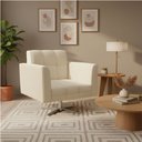 Ver imagem 2 de Poltrona Sala Decorativa Elisa Base Giratória Cromada Cotelê Ext/veludo D03 - D’Rossi