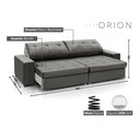 Ver imagem 3 de Sofá Retrátil e Reclinável 5 Lugares Linho com Molas Orion 280cm Cinza Grafite