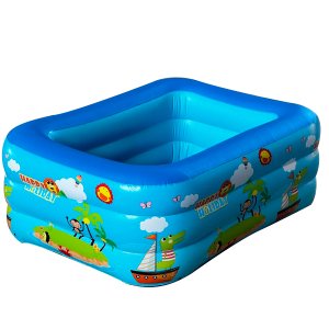 Piscina Inflável Infantil Retangular Suplayer Family Funpool Azul 170 Litros