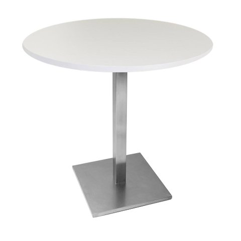 Mesa de Jantar Redonda 60 cm Tampo Branco em MDP Base Alpha Inox