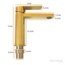 Ver imagem 5 de Torneira Misturador Monocomando Dourada Bancada Mesa Lavatório Banheiro Água Quente Fria Cuba Gold