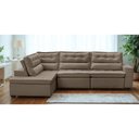 Ver imagem 1 de Sofá de Canto Retrátil e Reclinável com Molas 3,40x2,00 Esq Viena Suede Cappuccino Mirra Decor