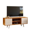 Ver imagem 3 de Rack para TV até 55 Polegadas 2 Portas Pés Retrô Lisboa Marrom Off White