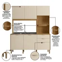 Ver imagem 5 de Cozinha Compacta 6 Portas 2 Gavetas Viva 179,3 cm Bege Freijó/Soft Bege