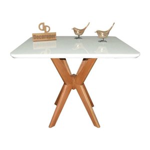 Mesa Jantar Pandora Tampo Retangular Laca com Vidro 120x70cm Branco