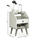 Ver imagem 3 de Kit 2 Mesas de Cabeceira para Quarto Retrô 1 Gaveta Puxador Rose Dakota - Off White/ Freijó