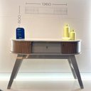 Ver imagem 7 de Aparador para Sala de Estar 2 Portas Flexíveis em MDF Curvo 1 Gaveta Estoril Marrom/Cumaru/Opala