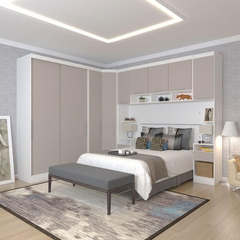 Quarto Completo Alpes 9 Portas 5 Gavetas MDP Branco Luciane Móveis