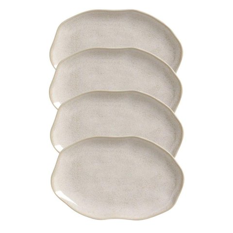 Conjunto com 04 Travessas Oval Rasa Média 30x20 Cm Orgânico Latte Porto Brasil