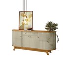 Ver imagem 3 de Aparador Buffet para Sala de Jantar 2 Portas Flexíveis Curvo 2 Gavetas Monaco Marrom/Cumaru/Opala