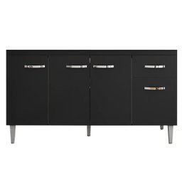 Balcão de Pia Cozinha 4 Portas Gabriela 150cm Preto sem Tampo Ajl Móveis - 1