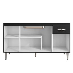 Balcão de Pia Cozinha 4 Portas Gabriela 150cm Preto sem Tampo Ajl Móveis - 2