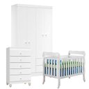 Ver imagem 1 de Quarto de Bebê 4 Portas com Gaveteiro Ternura Baby e Berço Lila Branco Brilho - Incorplac