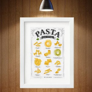Quadro Tipos de Pastas - 60x48cm:madeira Preta