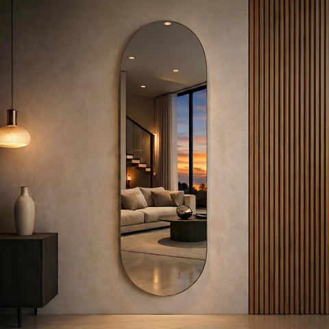 Espelho Grande Oval Lapidado Solis Lopazzi 150x40cm Corpo Inteiro