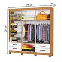 Ver imagem 4 de Guarda-roupa Casal Mondo 6 Portas 4 Gavetas com Pés e Espelho Cinamomo/branco - Pnr Móveis