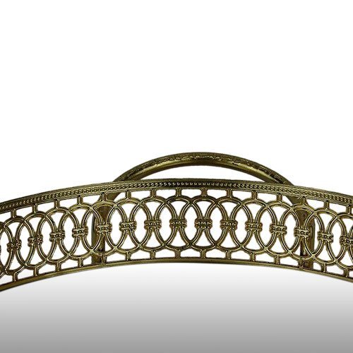 Bandeja Espelhada Oval Dourado - 7x33x51cm - Bandeja Clássica com Toque de Sofisticação - Elegante p - 4