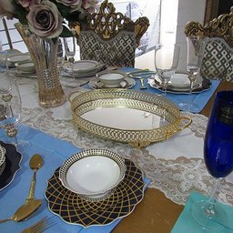 Bandeja Espelhada Oval Dourado - 7x33x51cm - Bandeja Clássica com Toque de Sofisticação - Elegante p - 6