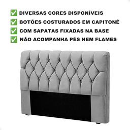 Cabeceira Cama Casal Box Estofada 1,4m Quarto Suede Istambul:cinza - 2
