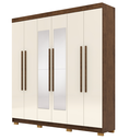 Ver imagem 1 de Guarda Roupa Casal 6 Portas Elegance Imbuia Champanhe com Espelho Móveis Vila Rica