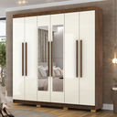 Ver imagem 2 de Guarda Roupa Casal 6 Portas Elegance Imbuia Champanhe com Espelho Móveis Vila Rica