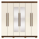 Ver imagem 3 de Guarda Roupa Casal 6 Portas Elegance Imbuia Champanhe com Espelho Móveis Vila Rica