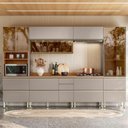 Ver imagem 3 de Cozinha Modulada Proença 6 Peças Paneleiro e Cristaleira Nogueira Nude Prime Tx - Demartez