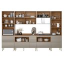 Ver imagem 2 de Cozinha Modulada Proença 6 Peças Paneleiro e Cristaleira Nogueira Nude Prime Tx - Demartez