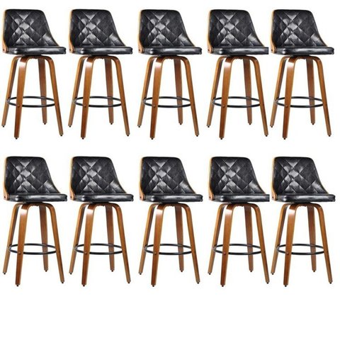 Kit com 10 Banquetas para Cozinha Milão Preto