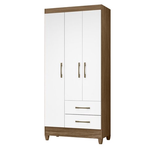 Guarda Roupa Solteiro 82cm 3 Portas Zeno Naturale/branco Z17 - Mpozenato