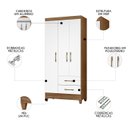 Ver imagem 3 de Guarda Roupa Solteiro 82cm 3 Portas Zeno Naturale/branco Z17 - Mpozenato
