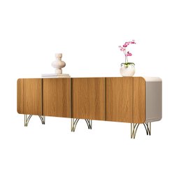 Buffet Aparador Bilbao 4 Portas e Prateleiras 220x75 Off White-cinamomo Edecasamoveis - 6