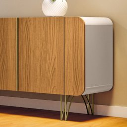 Buffet Aparador Bilbao 4 Portas e Prateleiras 220x75 Off White-cinamomo Edecasamoveis - 5