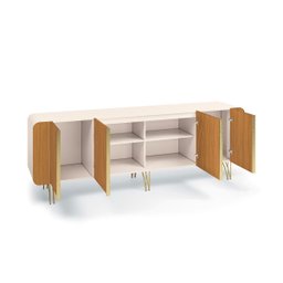 Buffet Aparador Bilbao 4 Portas e Prateleiras 220x75 Off White-cinamomo Edecasamoveis - 7