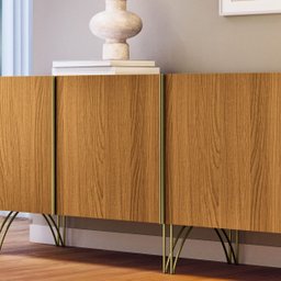 Buffet Aparador Bilbao 4 Portas e Prateleiras 220x75 Off White-cinamomo Edecasamoveis - 4