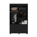 Ver imagem 2 de Guarda Roupa Búzios Roupeiro Solteiro Preto 2 Portas 6 Gv