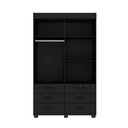 Ver imagem 3 de Guarda Roupa Búzios Roupeiro Solteiro Preto 2 Portas 6 Gv