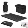 Kit Dispenser Porta Detergente Escorredor Rodo ou - Preto - 1