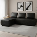 Ver imagem 1 de Sofá 3 Lugares com Chaise 222cm Rovier Sintético Preto Z32 - Mpozenato