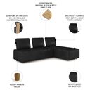 Ver imagem 3 de Sofá 3 Lugares com Chaise 222cm Rovier Sintético Preto Z32 - Mpozenato