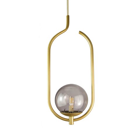 Lustre Pendente On Clip - Ouro com Globo de Vidro Fumê - 4125-14-fu