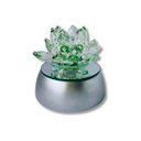 Ver imagem 1 de Enfeite Escultura de Vidro Flor de Lotus de 8cm com Base Espelhada Led Rgb Enfeite de Crista Cor:ver