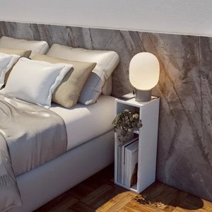 Mesa de Cabeceira Estreita Madeira Decoração Estilo Technox Branco