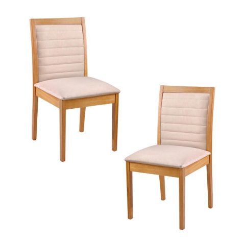 Conjunto de 2 Cadeiras Arka - Madeira Maciça Encosto com Bordas de Madeira - Távoli Decor