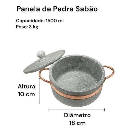 Jogo de Panelas de Pedra Sabão 6 Peças com Panela de Pressão - 3