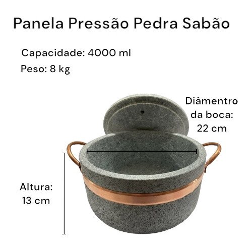 Jogo de Panelas de Pedra Sabão 6 Peças com Panela de Pressão - 5