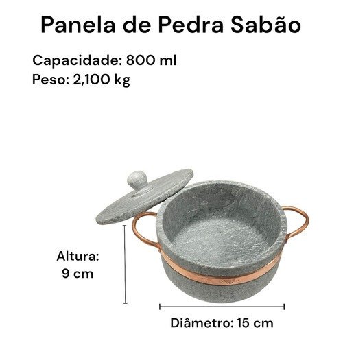 Jogo de Panelas de Pedra Sabão 6 Peças com Panela de Pressão - 2