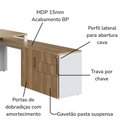Ver imagem 6 de Mesa Escritorio Office 180x160 Cm 25856 Nogal Sevilha Branco Artesano