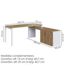 Ver imagem 3 de Mesa Escritorio Office 180x160 Cm 25856 Nogal Sevilha Branco Artesano